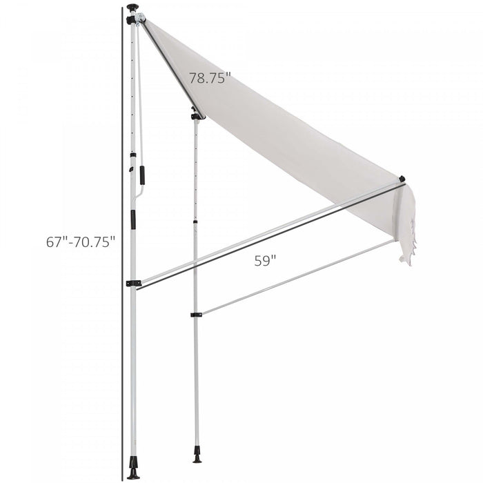 Outsunny 6.6'x5' Manual Retractable Patio Awning Window Door Sun Shade Deck Canopy Shelter Water Resistant Uv Protector White