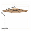 Costway 10' Hanging Solar LED Umbrella Patio Sun Shade Offset Market W/ Base Beige