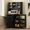 HOMCOM Kitchen Pantry Cabinet with Charging Station and Trash Can Cabinet