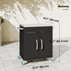 Outsunny Outdoor Grill Cart with Stainless Steel Top, Pizza Oven Table with Cabinet Handles, Hooks and Wheels, Black