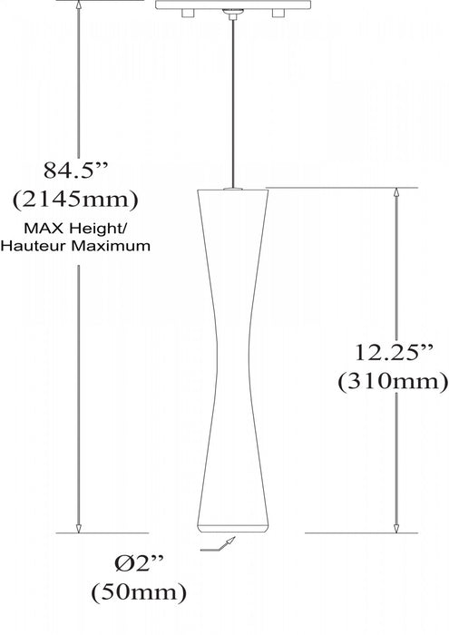 Dainolite Percita LED Pendant 5w Matte Black Finish Lamp