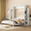 Aiden Murphy Bed with Shelves and LED Lights,Queen Size,White Queen Bed | Aiden Lit escamotable Murphy avec etageres et eclairage LED, taille Queen, blanc