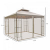 Outsunny 10' X 10' Steel Outdoor Patio Gazebo Canopy With Removable Mesh Curtains, Display Shelves, |Outsunny 10' X 10' Pavillon De Jardin Avec Rideaux En Maille Amovibles, Etageres De Presentation, Et