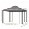 Outsunny 10' X 10' Patio Gazebo Outdoor, Canopy Shelter With Double-tier Roof, Pavilion Sidewalls Fo|Outsunny 10' X 10' Pavillon De Jardin Tonnelle Barnum Gazebo Avec Parois Laterales Brun