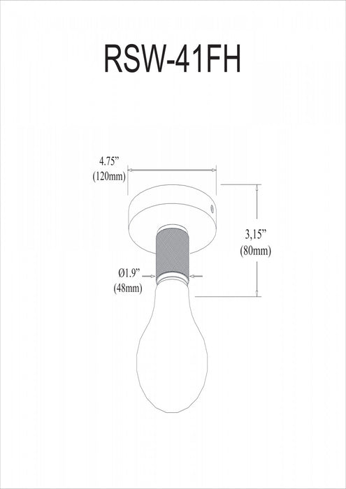 Dainolite Roswell 1 Light Flush Mount Small Matte Black Lamp