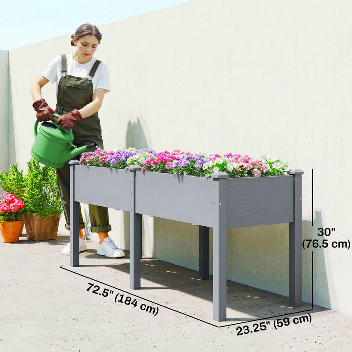 Outsunny 2-Tier Wooden Raised Garden Bed with Legs, 23.6\" x 9.8\" x 27.6\"