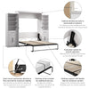 Bestar Key West Queen Murphy Bed & Closet Organizers with Doors & Drawers (119 W) - Pure White Oak|Grand lit escamotable Key West de Bestar de 119 po (L) avec organisateurs de garde-robe, portes et tiroirs - blanc chêne solide