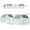 Pawhut Galvanized Large Metal Chicken Coop Cage Walk-in Enclosure Poultry Hen Run House Playpen Rabb|Pawhut Grand Poulailler En Metal Galvanise, Avec Couverture, Pour L'exterieur De L'arriere-cour (9.2