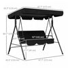 Outsunny 3-seat Patio Swing Chair With Adjustable Canopy Black|Outsunny Balancoire De Patio 3 Places Avec Auvent Reglable, Noir