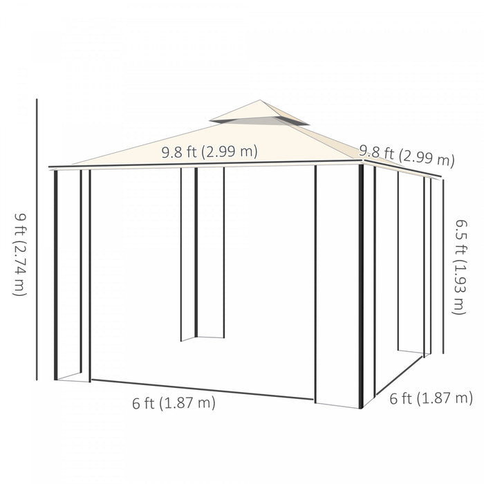Outsunny 10'x10' Soft-top Patio Gazebo Deck Canopy, Cream