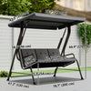 Outsunny Outdoor 3-person Metal Porch Swing Chair with Canopy Black