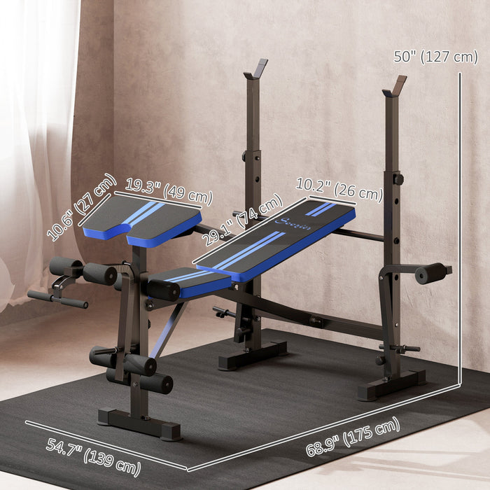 Soozier Adjustable Weight Bench with Leg Extension, Home Gym Bench, Blue
