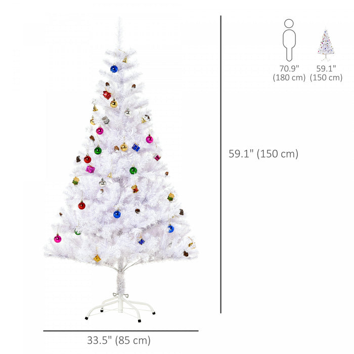 Homcom 5ft Artificial Christmas Tree With Ornament And 680 Branch Tips