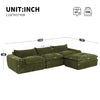 Cloud 116 Inch Modular Sectional Sofa with Ottoman and Legless Design, Green | Cloud Canape Sectionnel Modulaire 116 po avec Ottoman et Design Sans Pieds, Vert