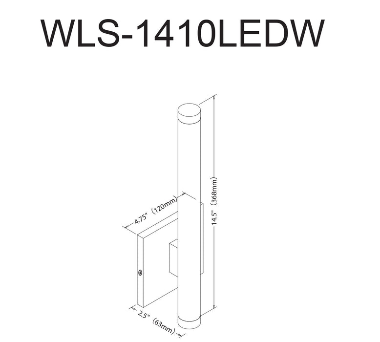 Dainolite Wilson Wall Sconce 10w LED Matte Black Frosted Acrylic Diffuser Lamp