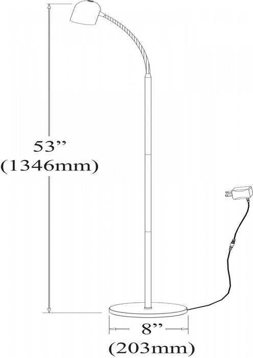 Dainolite LED Floor Lamp 5w Satin Chrome Finish