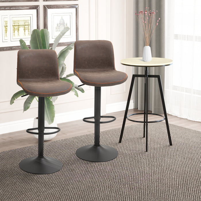 HOMCOM Bar Stools Set of 2, Swivel PU Leather Counter Height Bar Stools