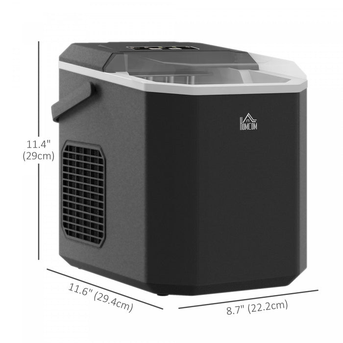 HOMCOM Ice Maker with Scoop Basket 26lbs/24Hrs 2 Bullet Ice Sizes, Black