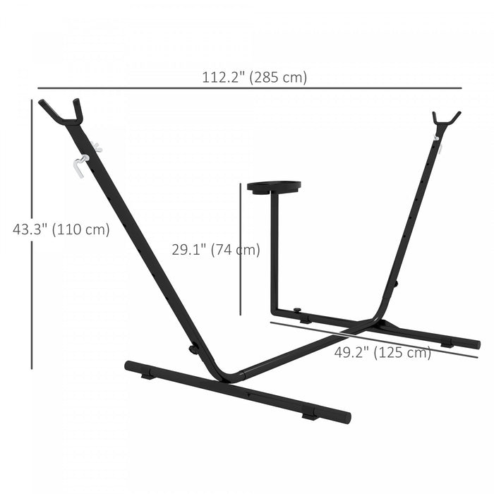 Outsunny 10' Hammock Stand with Side Tray, Hammock Chair Stand Only, Black