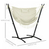 Outsunny Hammock Chair w/ Stand, Hammock Swing w/ Side Pocket, Headrest