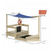 Kids Wooden Sandbox With Cover, Foldable Play Station, Covered Children Sand Boat Outdoor, W/flag, B|Bac A Sable Pour Enfants A L'exterieur, Station De Jeu Pliable, Avec Drapeau, Auvent D'ombrage, Reve