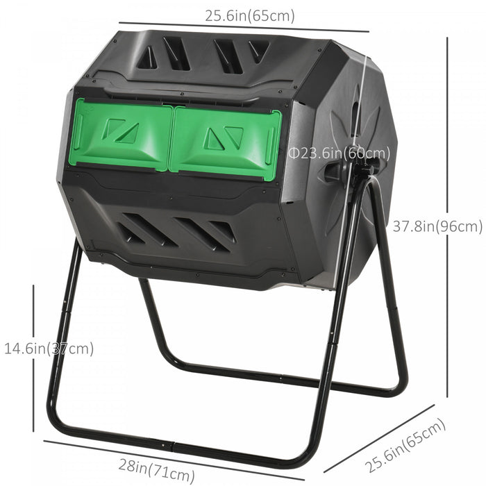 Outsunny Outdoor Dual Chamber 360° Rotating Composter Green