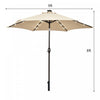 Costway 9' Solar LED Lighted Patio Market Umbrella Tilt Adjustment Crank Lift Beige