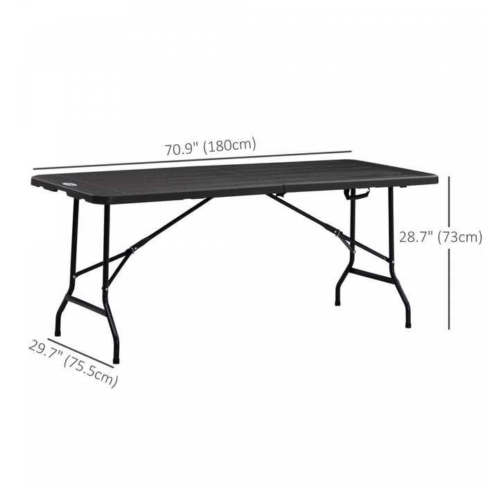 Outsunny 6 Ft Outdoor Dining Table For 6, Folding Patio Table Steel Legs