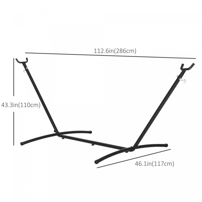 Outsunny 9.2'l Adjustable Hammock Stand Only, Heavy Duty Universal Garden Outdoor Camping Picnic Sun Bed Swing Metal Frame W/ Six Holes To Adjust, Black