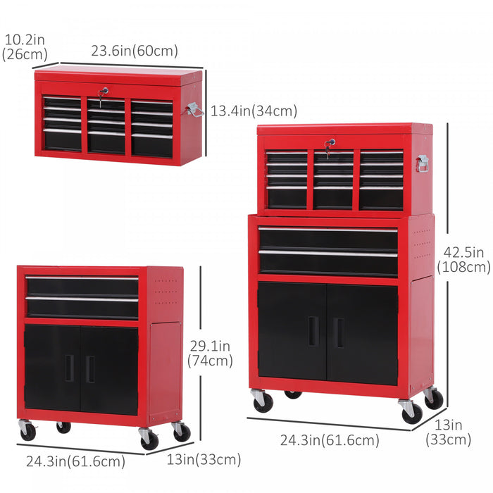 Homcom 6-drawer Detachable Tool Chest With Wheels