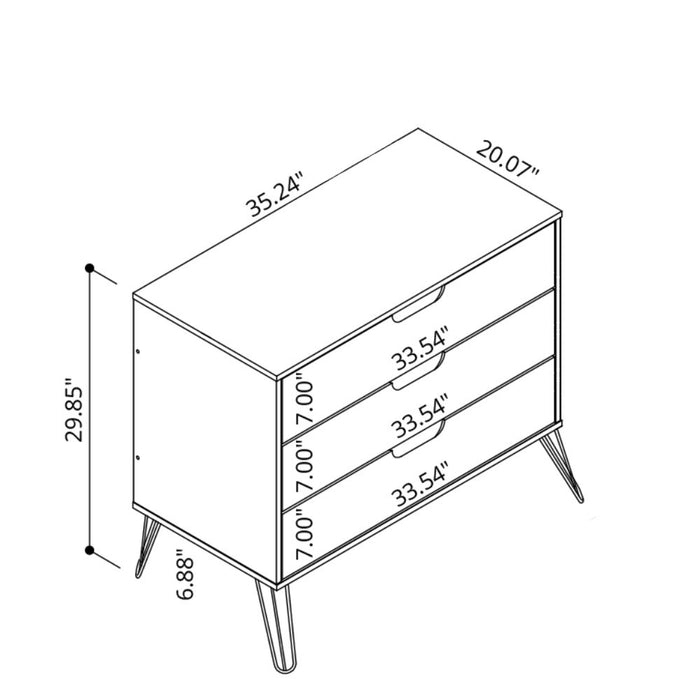 Rockefeller Mid-Century Modern 2-Piece Dresser Set in Off White