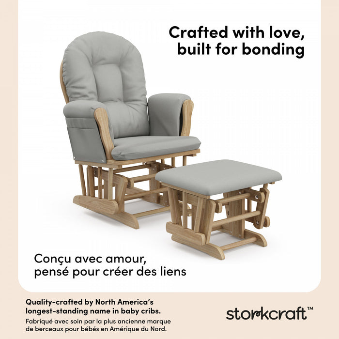Storkcraft Hoop Glider and Ottoman - Natural/Light Gray