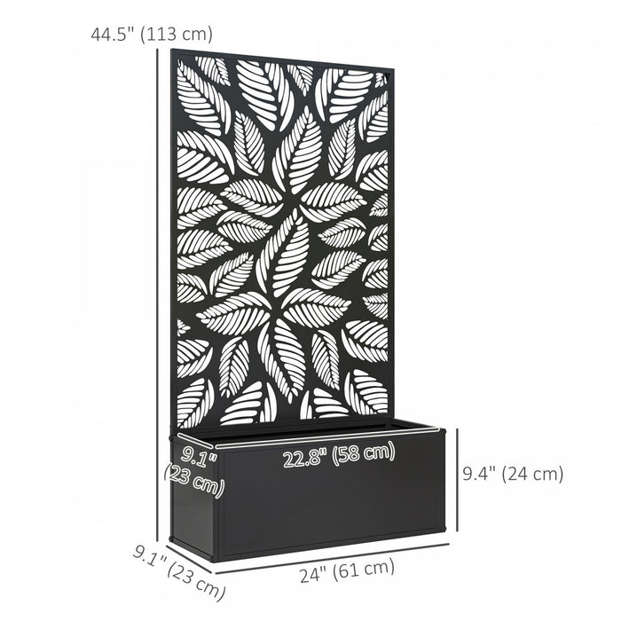 Outsunny Raised Garden Bed with Privacy Panel, Metal Planter Box