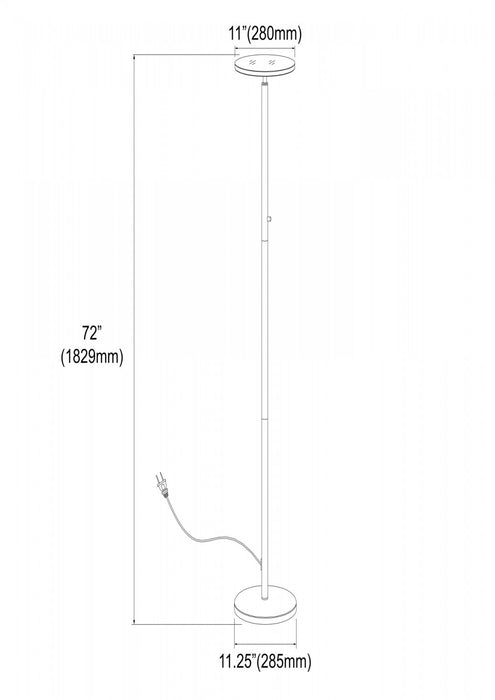 Dainolite LED Torchier Floor Lamp Satin Nickel Finish