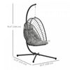 Outsunny Hanging Egg Chair with Stand, Foldable Wicker Rattan Swing Chair