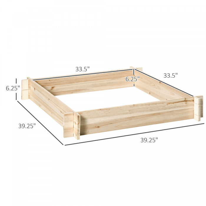 Outsunny 39'' X 39'' Screwless Raised Garden Bed, Wooden Planter Box, Easy Diy Herb Garden For Vegetable Flower Herb Outdoor Lawn Yard Patio