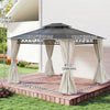 Outsunny 10' x 12' Double Roof Hardtop Gazebo with Curtains, Beige