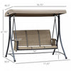 Outsunny 3 Person Outdoor Porch Swing Chair W/ Adjustable Canopy, Brown|Chaise Pivotante Outsunny Pour 3 Personnes Avec Dossier Haut, Poches Laterales Et Auvent Reglable Po