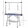 Pawhut Adjustable Dog Grooming Table Rubber Top 2 Safety Slings Mesh Storage Basket Heavy Metal Blue|Pawhut Table De Toilettage Pour Chien Reglable Plateau En Caoutchouc 2 Sangles De Securite Panier De