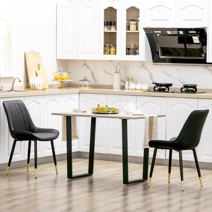 HOMCOM Dining Chairs Set of 2, PU Leather Upholstered Kitchen Chair, Black