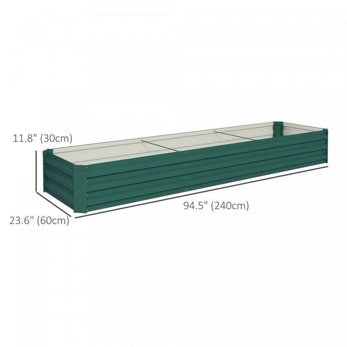 Outsunny 8x2x1ft Raised Garden Bed Large Galvanized Elevated Planter Box