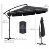 Outsunny 11ft Offset Hanging Patio Umbrella For Backyard, Black
