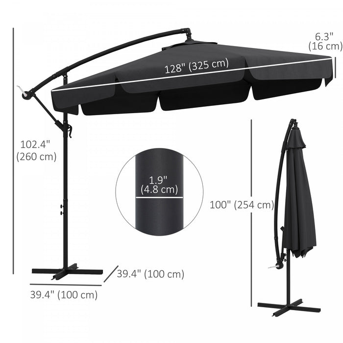 Outsunny 11ft Offset Hanging Patio Umbrella For Backyard, Black