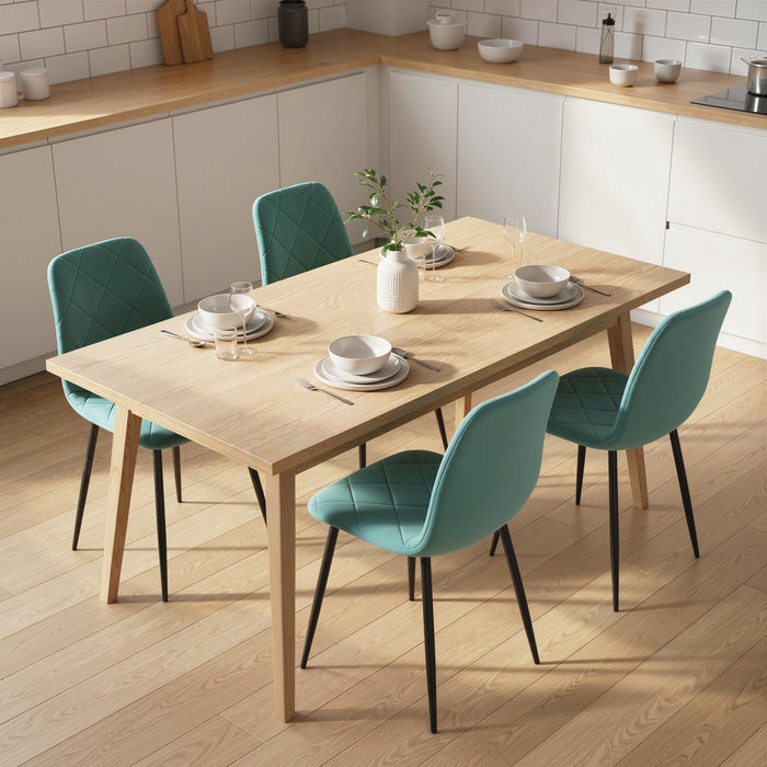 HOMCOM Dining Chairs Set of 4, Kitchen Chair with Metal Legs, Green
