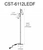 Dainolite Constance Floor Lamp 12w Matte Black Frosted Acrylic Diffuser|Lampe à pied Constance de Dainolite en acrylique givré qui diffuse la lumière, avec fini noir mat et ampoule de 12 W