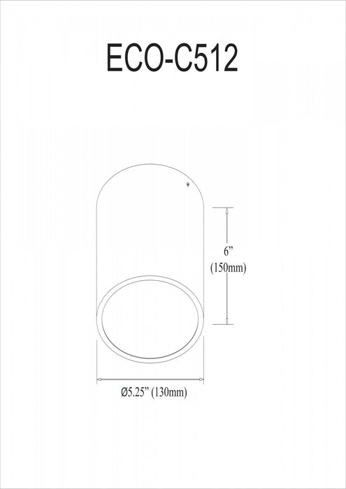 Dainolite Echo Flush Mount 12w Matte Black Frosted Acrylic Diffuser Lamp