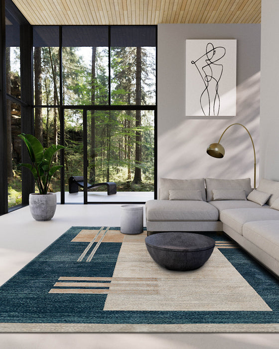Sorelle Contemporary 8'11\" x 12'6\" Area Rug in Blue Indoor Area Rug