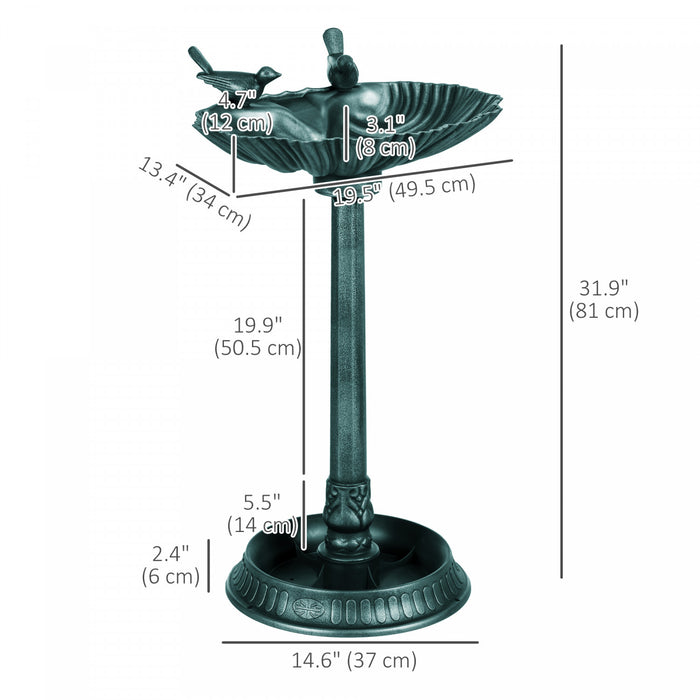 Outsunny Bird Bath with Pedestal, Birdbath Bowl for Garden, Bronze Green