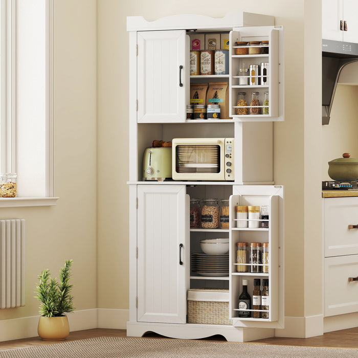 HOMCOM 73\" Kitchen Pantry Cabinet, Kitchen Hutch with Door Shelves, White