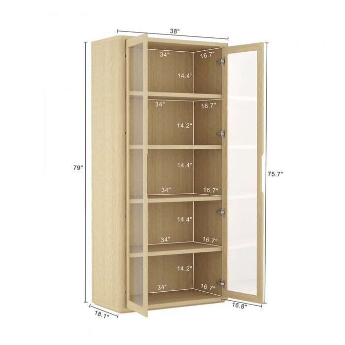 Rivington Modern 38\" Bookcase Cabinet in Natural Oak